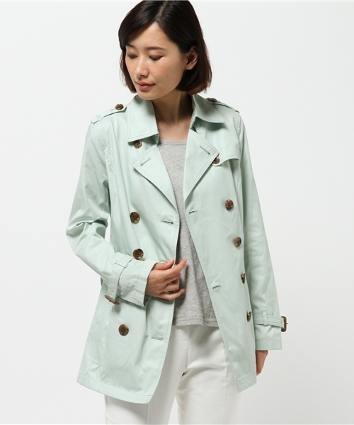 NATURAL BEAUTY BASIC（ナチュラルビューティーベーシック）の「ショートトレンチコート（トレンチコート・レディース・ネイビー/ライトグリーン/ベージュ・MEDIUM/SMALL/LARGE）」の7枚目の写真