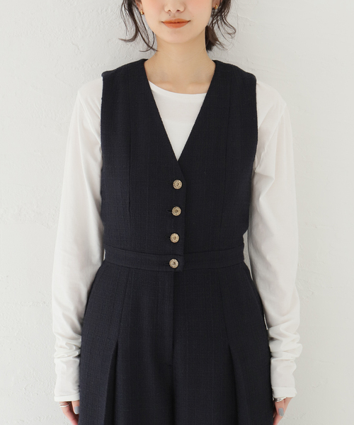 plage（プラージュ）の「Tweed ジャンプスーツ（サロペット/オーバーオール・レディース・ネイビー・36/38）」の19枚目の写真