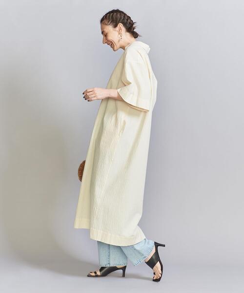 BEAUTY&YOUTH UNITED ARROWS（ビューティーアンドユースユナイテッドアローズ）の「コットンポプリン カフタンスキッパーワンピース/ライナー -ウォッシャブル-（シャツワンピース・レディース・オフホワイト・S/M）」の5枚目の写真
