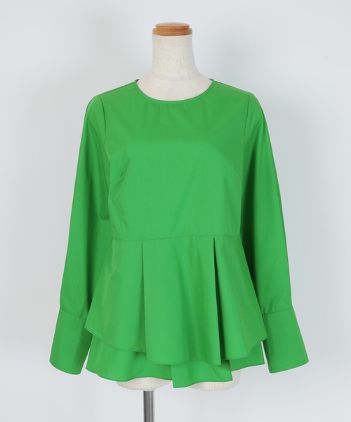 UR'S（ユアーズ）の「イレギュラーヘムペプラムトップス（Tシャツ/カットソー・レディース・グリーン/ブラック/ホワイト/ブルー・M/S/L）」の5枚目の写真