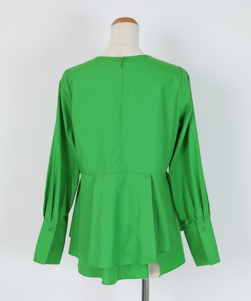 UR'S（ユアーズ）の「イレギュラーヘムペプラムトップス（Tシャツ/カットソー・レディース・グリーン/ブラック/ホワイト/ブルー・M/S/L）」の7枚目の写真