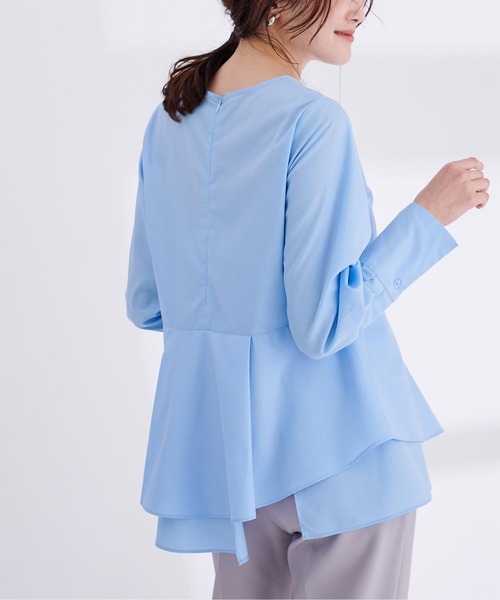 UR'S（ユアーズ）の「イレギュラーヘムペプラムトップス（Tシャツ/カットソー・レディース・グリーン/ブラック/ホワイト/ブルー・M/S/L）」の17枚目の写真