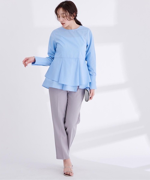 UR'S（ユアーズ）の「イレギュラーヘムペプラムトップス（Tシャツ/カットソー・レディース・グリーン/ブラック/ホワイト/ブルー・M/S/L）」の18枚目の写真