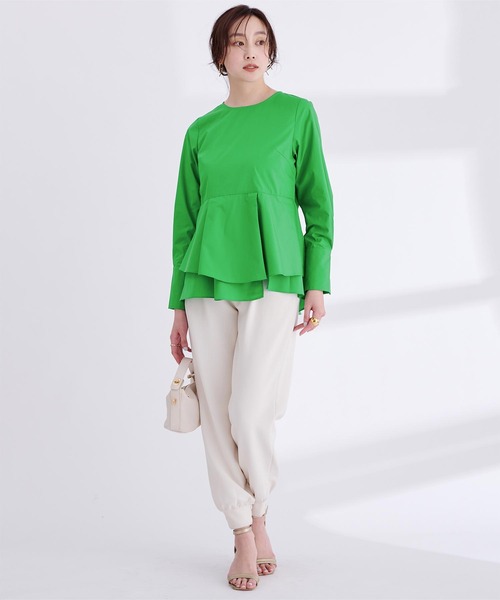 UR'S（ユアーズ）の「イレギュラーヘムペプラムトップス（Tシャツ/カットソー・レディース・グリーン/ブラック/ホワイト/ブルー・M/S/L）」の16枚目の写真