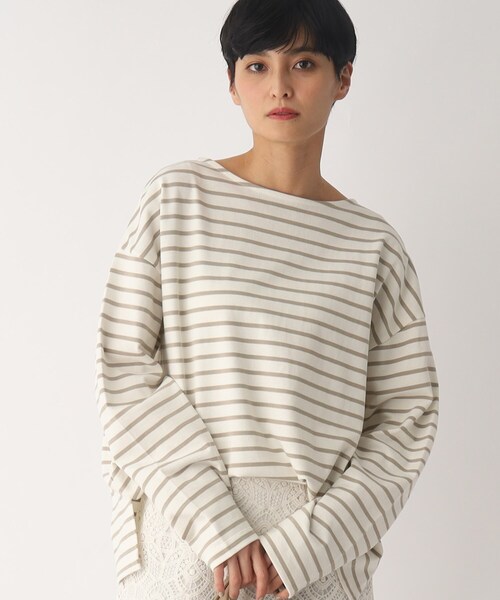 OPAQUE.CLIP(オペークドットクリップ)の「◆ギザコットン バスクボーダーカットソー(Tシャツ/カットソー・レディース・ブルー系2/ホワイト系その他3/ベージュ系2・38)」の3枚目の写真