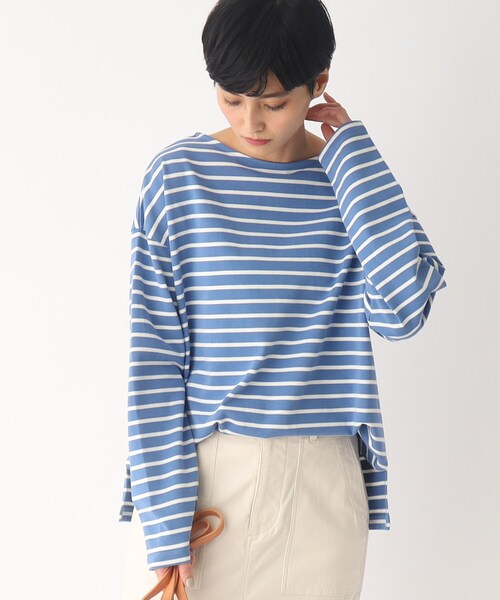OPAQUE.CLIP(オペークドットクリップ)の「◆ギザコットン バスクボーダーカットソー(Tシャツ/カットソー・レディース・ブルー系2/ホワイト系その他3/ベージュ系2・38)」の10枚目の写真
