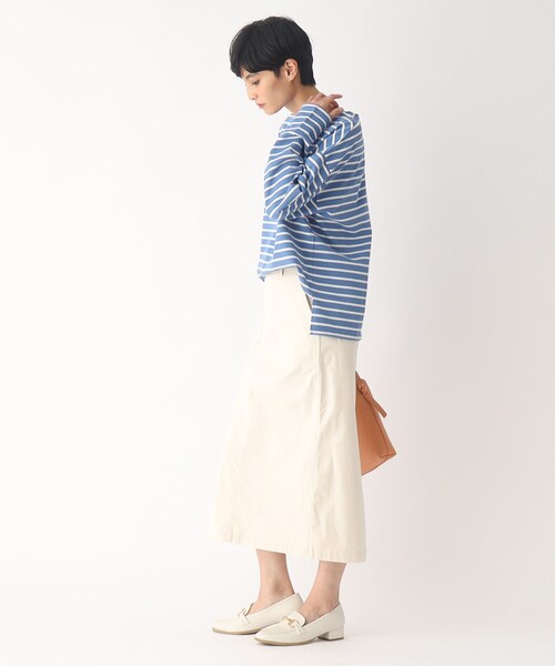OPAQUE.CLIP(オペークドットクリップ)の「◆ギザコットン バスクボーダーカットソー(Tシャツ/カットソー・レディース・ブルー系2/ホワイト系その他3/ベージュ系2・38)」の4枚目の写真