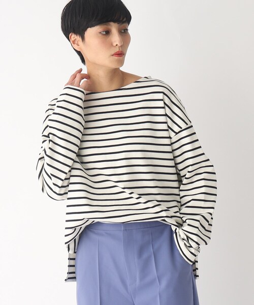 OPAQUE.CLIP(オペークドットクリップ)の「◆ギザコットン バスクボーダーカットソー(Tシャツ/カットソー・レディース・ブルー系2/ホワイト系その他3/ベージュ系2・38)」の21枚目の写真