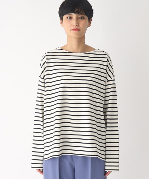 OPAQUE.CLIP(オペークドットクリップ)の「◆ギザコットン バスクボーダーカットソー(Tシャツ/カットソー・レディース・ブルー系2/ホワイト系その他3/ベージュ系2・38)」の5枚目の写真