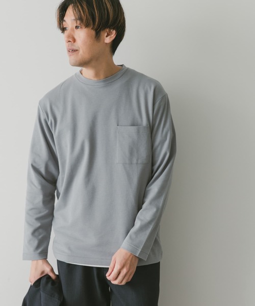 URBAN RESEARCH DOORS(アーバンリサーチドアーズ)の「『イージーケア』『毛玉防止』ポンチロングスリーブTシャツ(Tシャツ/カットソー・メンズ・ホワイト/ブルー/スミクロ・LARGE/MEDIUM)」の1枚目の写真
