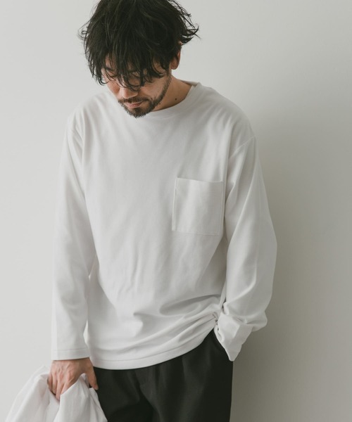 URBAN RESEARCH DOORS(アーバンリサーチドアーズ)の「『イージーケア』『毛玉防止』ポンチロングスリーブTシャツ(Tシャツ/カットソー・メンズ・ホワイト/ブルー/スミクロ・LARGE/MEDIUM)」の5枚目の写真