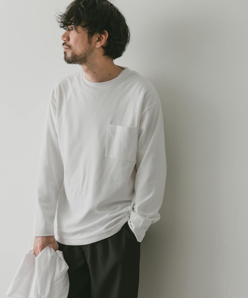 URBAN RESEARCH DOORS(アーバンリサーチドアーズ)の「『イージーケア』『毛玉防止』ポンチロングスリーブTシャツ(Tシャツ/カットソー・メンズ・ホワイト/ブルー/スミクロ・LARGE/MEDIUM)」の6枚目の写真