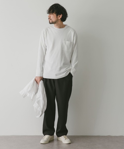 URBAN RESEARCH DOORS(アーバンリサーチドアーズ)の「『イージーケア』『毛玉防止』ポンチロングスリーブTシャツ(Tシャツ/カットソー・メンズ・ホワイト/ブルー/スミクロ・LARGE/MEDIUM)」の7枚目の写真