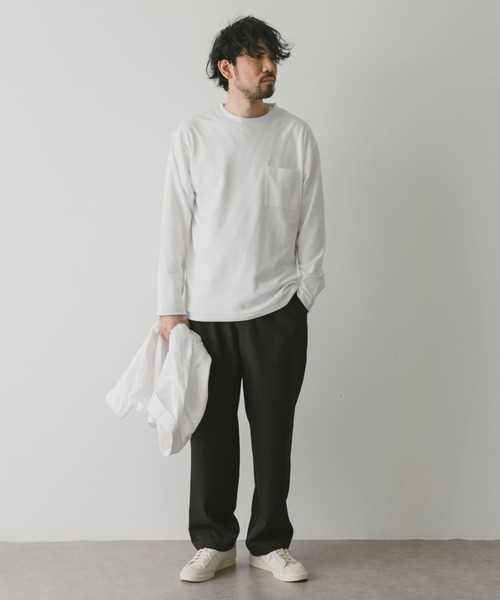 URBAN RESEARCH DOORS(アーバンリサーチドアーズ)の「『イージーケア』『毛玉防止』ポンチロングスリーブTシャツ(Tシャツ/カットソー・メンズ・ホワイト/ブルー/スミクロ・LARGE/MEDIUM)」の8枚目の写真