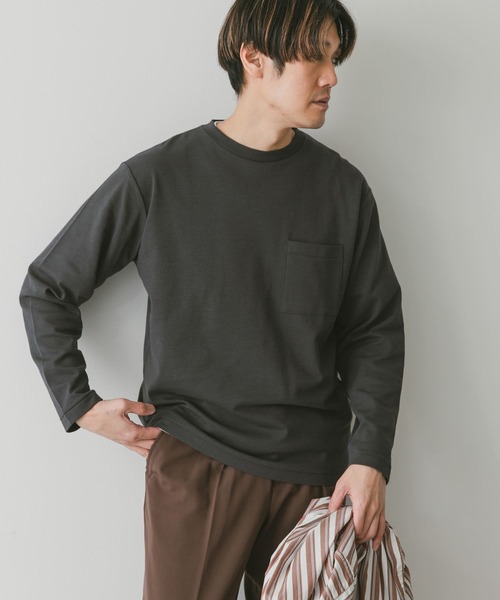 URBAN RESEARCH DOORS(アーバンリサーチドアーズ)の「『イージーケア』『毛玉防止』ポンチロングスリーブTシャツ(Tシャツ/カットソー・メンズ・ホワイト/ブルー/スミクロ・LARGE/MEDIUM)」の12枚目の写真