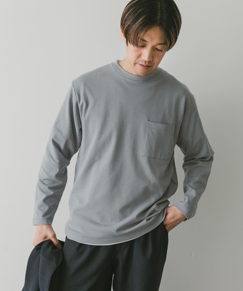 URBAN RESEARCH DOORS(アーバンリサーチドアーズ)の「『イージーケア』『毛玉防止』ポンチロングスリーブTシャツ(Tシャツ/カットソー・メンズ・ホワイト/ブルー/スミクロ・LARGE/MEDIUM)」の16枚目の写真
