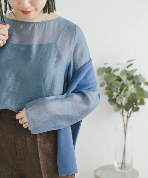 ITEMS URBANRESEARCH(アイテムズ アーバンリサーチ)の「シアープルオーバー(Tシャツ/カットソー・レディース・ブルー/オフホワイト/ブラック・FREE)」の3枚目の写真