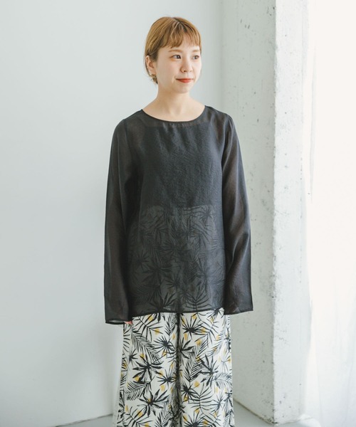 ITEMS URBANRESEARCH(アイテムズ アーバンリサーチ)の「シアープルオーバー(Tシャツ/カットソー・レディース・ブルー/オフホワイト/ブラック・FREE)」の6枚目の写真