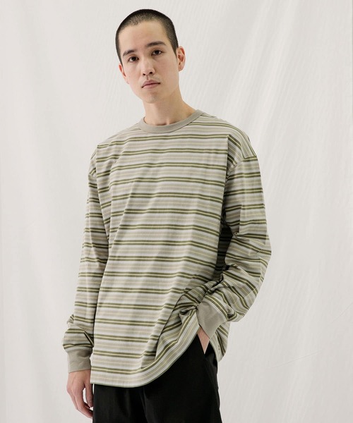 EKAL(エカル)の「ネイチャーボーダーロングスリーブTシャツ(Tシャツ/カットソー・メンズ・グリーン系その他/ホワイト系その他・MEDIUM/LARGE)」の5枚目の写真