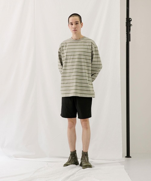 EKAL(エカル)の「ネイチャーボーダーロングスリーブTシャツ(Tシャツ/カットソー・メンズ・グリーン系その他/ホワイト系その他・MEDIUM/LARGE)」の3枚目の写真