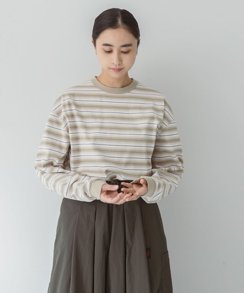 EKAL(エカル)の「ネイチャーボーダーロングスリーブTシャツ(Tシャツ/カットソー・メンズ・グリーン系その他/ホワイト系その他・MEDIUM/LARGE)」の4枚目の写真