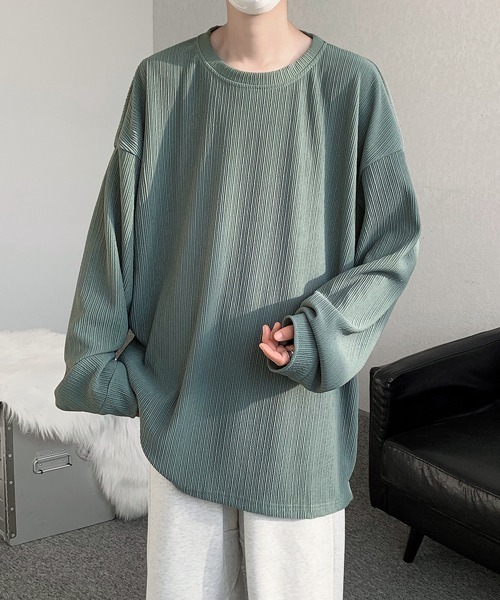 FVLMEN（フルメン）の「【FVLMEN】pleats balloon shirtsleeve tee/プリーツ バルーン シャツスリーブ T（Tシャツ/カットソー・メンズ・ホワイト/グリーン/ブラック・LARGE/X-LARGE/MEDIUM）」の3枚目の写真