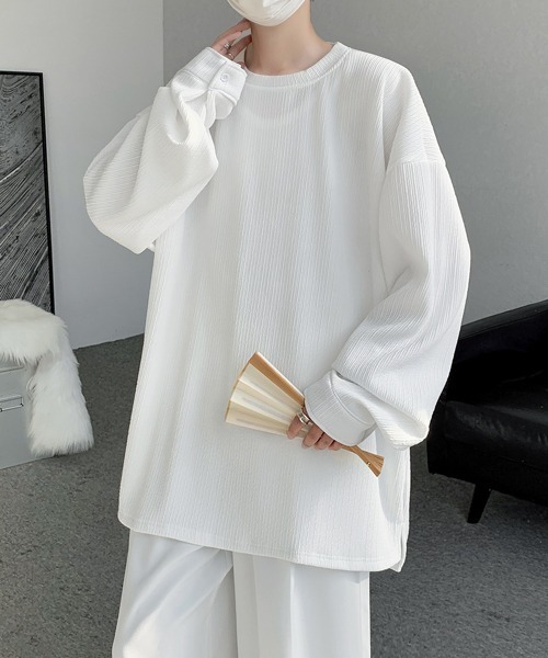 FVLMEN（フルメン）の「【FVLMEN】pleats balloon shirtsleeve tee/プリーツ バルーン シャツスリーブ T（Tシャツ/カットソー・メンズ・ホワイト/グリーン/ブラック・LARGE/X-LARGE/MEDIUM）」の5枚目の写真