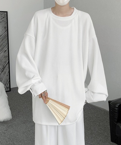 FVLMEN（フルメン）の「【FVLMEN】pleats balloon shirtsleeve tee/プリーツ バルーン シャツスリーブ T（Tシャツ/カットソー・メンズ・ホワイト/グリーン/ブラック・LARGE/X-LARGE/MEDIUM）」の6枚目の写真