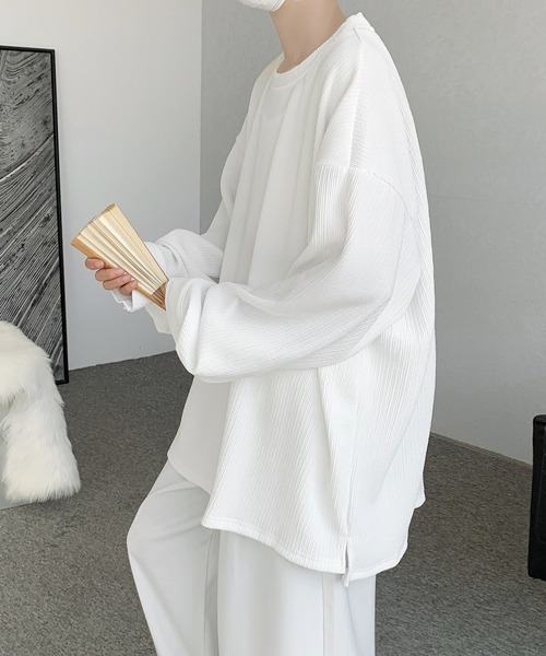 FVLMEN（フルメン）の「【FVLMEN】pleats balloon shirtsleeve tee/プリーツ バルーン シャツスリーブ T（Tシャツ/カットソー・メンズ・ホワイト/グリーン/ブラック・LARGE/X-LARGE/MEDIUM）」の7枚目の写真