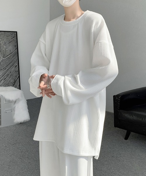 FVLMEN（フルメン）の「【FVLMEN】pleats balloon shirtsleeve tee/プリーツ バルーン シャツスリーブ T（Tシャツ/カットソー・メンズ・ホワイト/グリーン/ブラック・LARGE/X-LARGE/MEDIUM）」の8枚目の写真