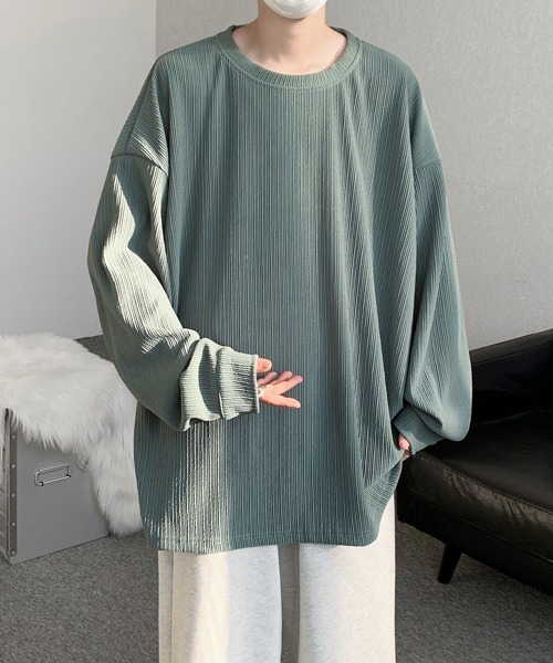 FVLMEN（フルメン）の「【FVLMEN】pleats balloon shirtsleeve tee/プリーツ バルーン シャツスリーブ T（Tシャツ/カットソー・メンズ・ホワイト/グリーン/ブラック・LARGE/X-LARGE/MEDIUM）」の21枚目の写真