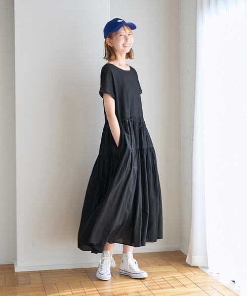 ROPE' PICNIC（ロペピクニック）の「【WEB限定カラー:ブラウン,グリーン】リンクコーデ/2WAY INDIAティアードワンピース（ワンピース・レディース・ブラック/ダークグリーン/ブルー/ブラウン系その他/ピンク系その他2・38）」の6枚目の写真