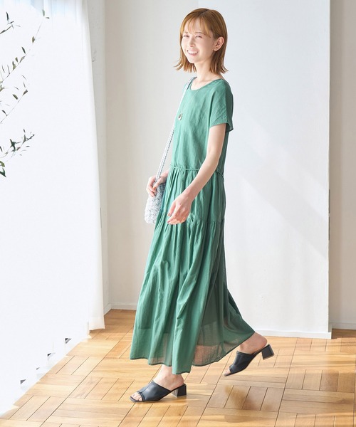 ROPE' PICNIC（ロペピクニック）の「【WEB限定カラー:ブラウン,グリーン】リンクコーデ/2WAY INDIAティアードワンピース（ワンピース・レディース・ブラック/ダークグリーン/ブルー/ブラウン系その他/ピンク系その他2・38）」の21枚目の写真