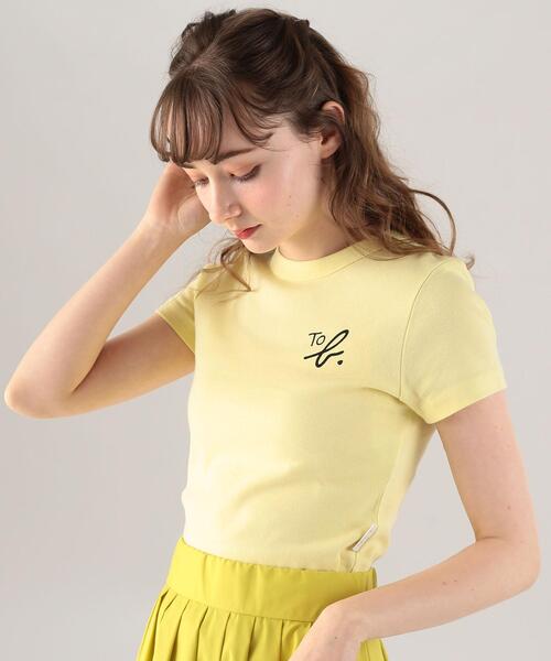To b. by agnes b.(トゥービーバイアニエスベー)の「WU20 TS クロップドコンパクトTシャツ(Tシャツ/カットソー・レディース・イエロー・38/40)」の1枚目の写真