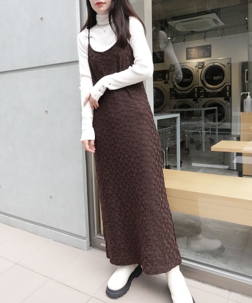 CORNERS（コーナーズ）の「シャーリングジャガードキャミワンピース（ワンピース・レディース・アイボリー/ブラウン/ブラック・M）」の19枚目の写真