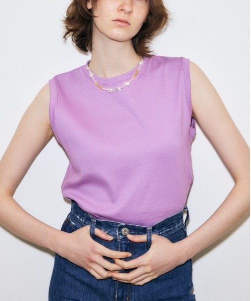 MOUSSY(マウジー)の「SUVIN GIZA BASIC タンクトップ(タンクトップ・レディース・ブルー/ブラック/グリーン/ライトオレンジ系/ホワイト/ライトグリーン/ネイビー/ホワイト系その他/ブラック系その他/ピンク/ライトパープル・1/2)」の9枚目の写真