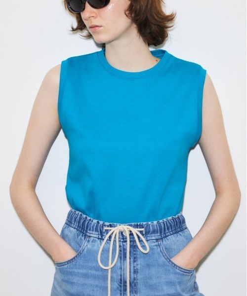MOUSSY(マウジー)の「SUVIN GIZA BASIC タンクトップ(タンクトップ・レディース・ブルー/ブラック/グリーン/ライトオレンジ系/ホワイト/ライトグリーン/ネイビー/ホワイト系その他/ブラック系その他/ピンク/ライトパープル・1/2)」の8枚目の写真