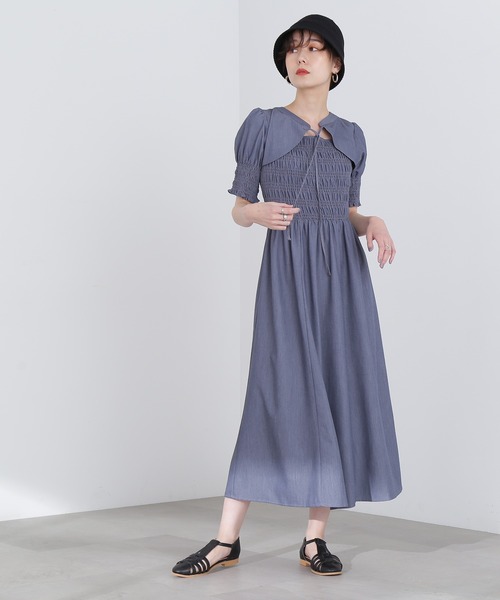 N.(N. Natural Beauty Basic)(エヌエヌナチュラルビューティーベーシック)の「【S Size Line】◆シャーリングボレロワンピース(ワンピース・レディース・ブラック系その他/ブルー系その他・SMALL/MEDIUM)」の5枚目の写真