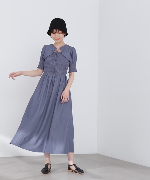 N.(N. Natural Beauty Basic)(エヌエヌナチュラルビューティーベーシック)の「【S Size Line】◆シャーリングボレロワンピース(ワンピース・レディース・ブラック系その他/ブルー系その他・SMALL/MEDIUM)」の4枚目の写真