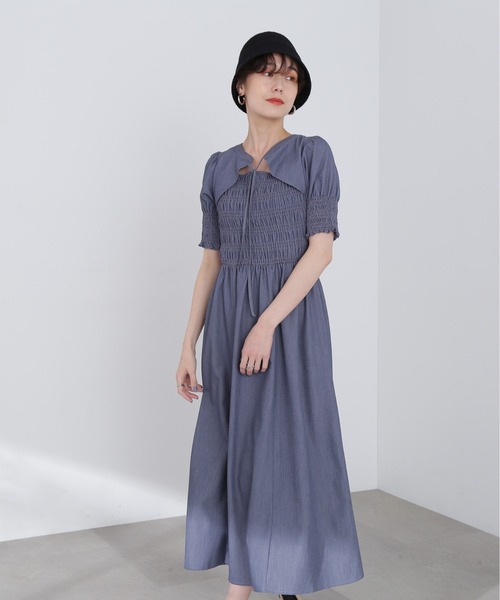 N.(N. Natural Beauty Basic)(エヌエヌナチュラルビューティーベーシック)の「【S Size Line】◆シャーリングボレロワンピース(ワンピース・レディース・ブラック系その他/ブルー系その他・SMALL/MEDIUM)」の8枚目の写真