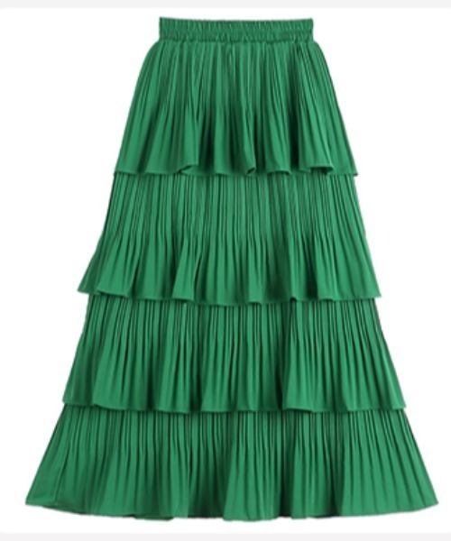 tolene(トレネ)の「プリーツティアードスカート(スカート・レディース・グリーン/ホワイト/イエロー/マジェンタ/ブラック・FREE)」の2枚目の写真