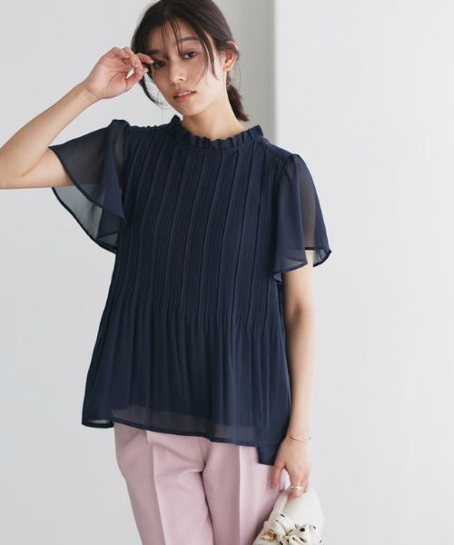 フレアスリーブプリーツブラウス