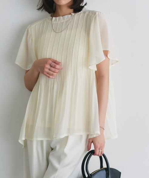 フレアスリーブプリーツブラウス