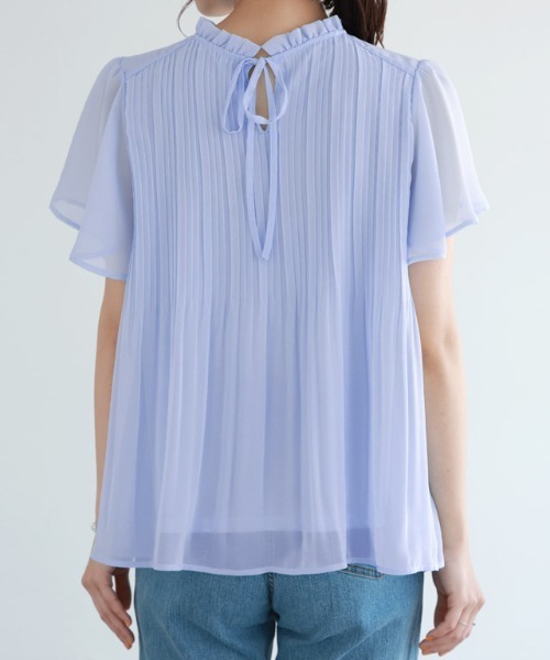 Pierrot（ピエロ）の「フレアスリーブプリーツブラウス（シャツ/ブラウス・レディース・ブラック/ネイビー/ライトブルー/アイボリー/イエロー/ブルー・L/M）」の11枚目の写真