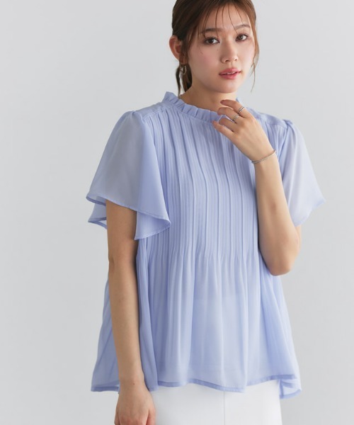 Pierrot（ピエロ）の「フレアスリーブプリーツブラウス（シャツ/ブラウス・レディース・ブラック/ネイビー/ライトブルー/アイボリー/イエロー/ブルー・L/M）」の10枚目の写真