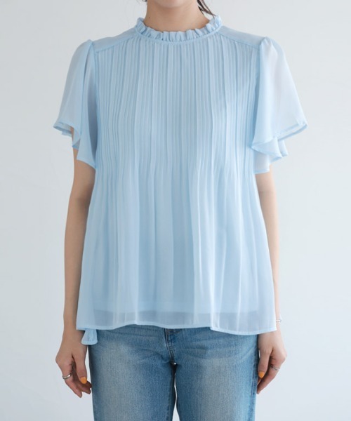 フレアスリーブプリーツブラウス