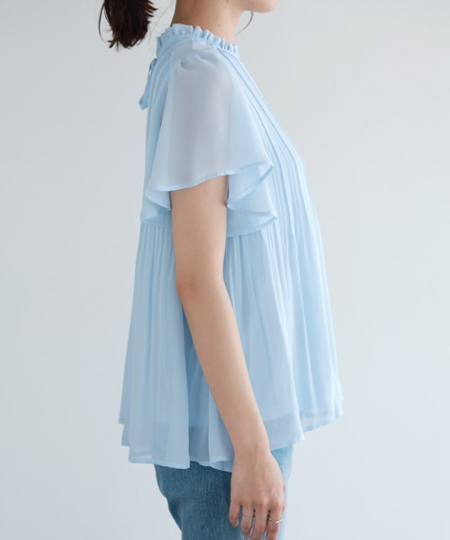 フレアスリーブプリーツブラウス