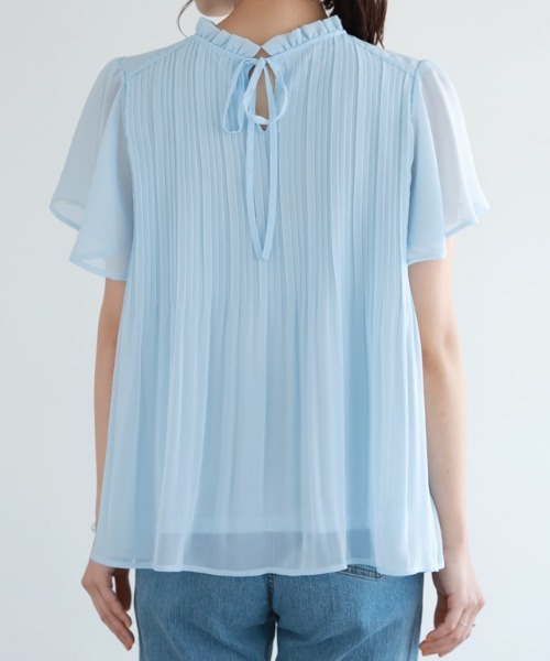 フレアスリーブプリーツブラウス