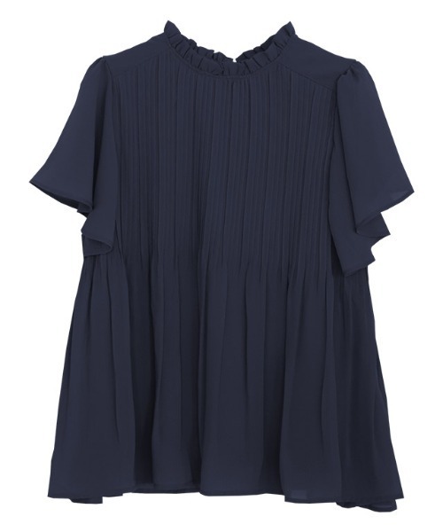 Pierrot（ピエロ）の「フレアスリーブプリーツブラウス（シャツ/ブラウス・レディース・ブラック/ネイビー/ライトブルー/アイボリー/イエロー/ブルー・L/M）」の8枚目の写真