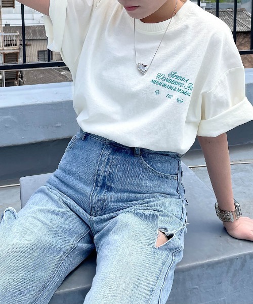 PAGEBOY（ページボーイ）の「リゾートアートTシャツ（Tシャツ/カットソー・レディース・オフホワイト/ピンク/チャコールグレー・FREE）」の11枚目の写真